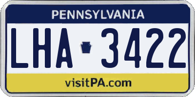 PA license plate LHA3422