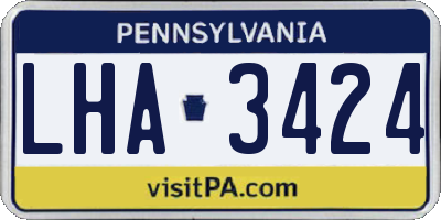PA license plate LHA3424