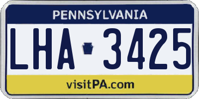 PA license plate LHA3425