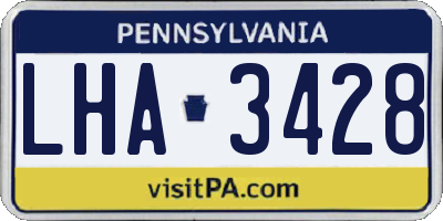 PA license plate LHA3428