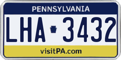 PA license plate LHA3432