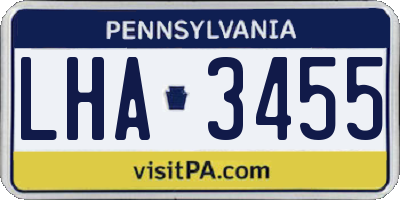PA license plate LHA3455