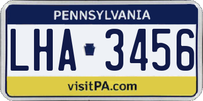 PA license plate LHA3456