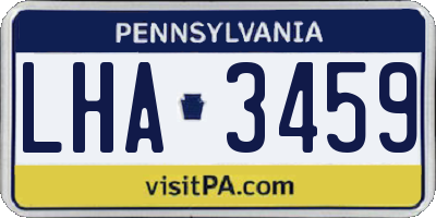 PA license plate LHA3459