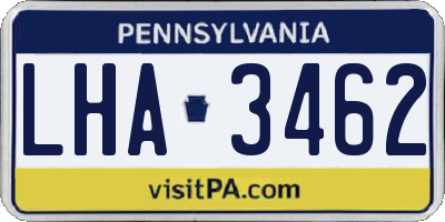 PA license plate LHA3462