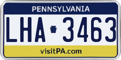 PA license plate LHA3463