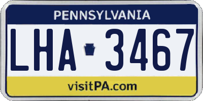 PA license plate LHA3467