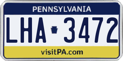 PA license plate LHA3472