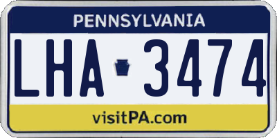 PA license plate LHA3474