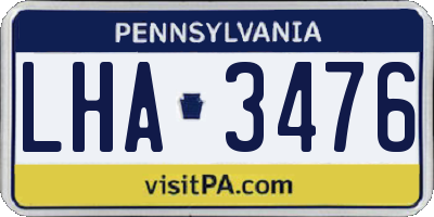 PA license plate LHA3476