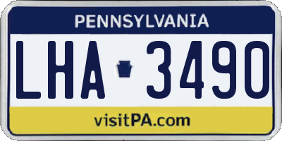 PA license plate LHA3490
