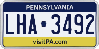PA license plate LHA3492