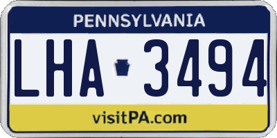 PA license plate LHA3494