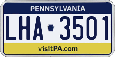 PA license plate LHA3501