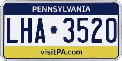 PA license plate LHA3520