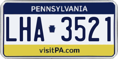PA license plate LHA3521