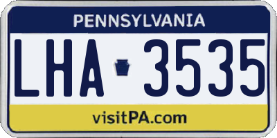 PA license plate LHA3535