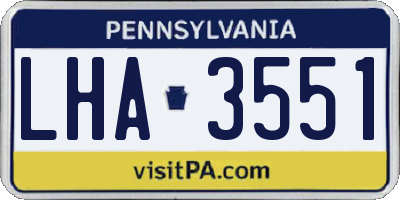 PA license plate LHA3551