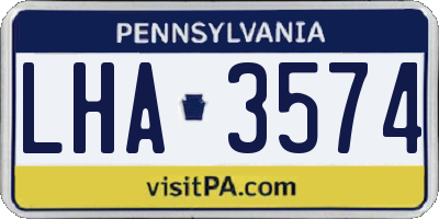 PA license plate LHA3574
