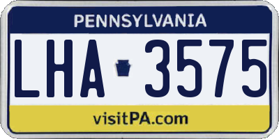 PA license plate LHA3575