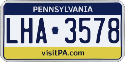 PA license plate LHA3578