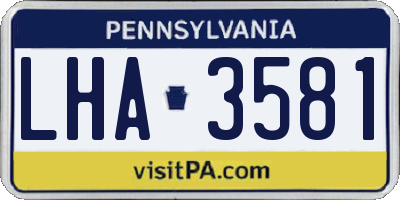 PA license plate LHA3581