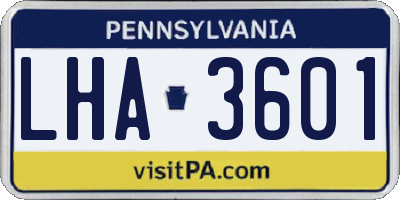 PA license plate LHA3601