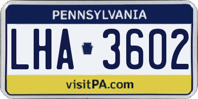 PA license plate LHA3602