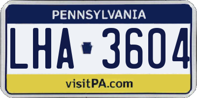 PA license plate LHA3604
