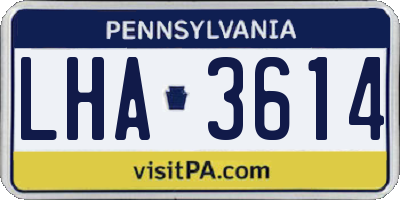 PA license plate LHA3614