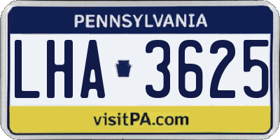 PA license plate LHA3625