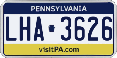 PA license plate LHA3626