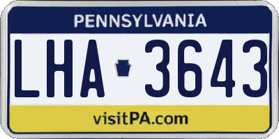 PA license plate LHA3643