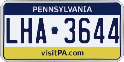 PA license plate LHA3644