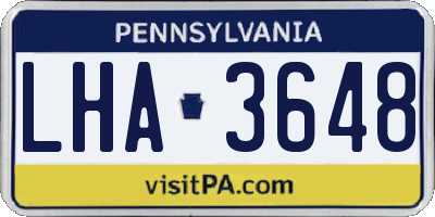 PA license plate LHA3648