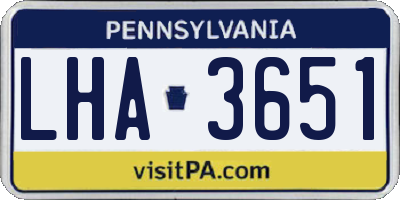 PA license plate LHA3651