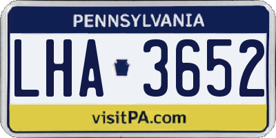 PA license plate LHA3652