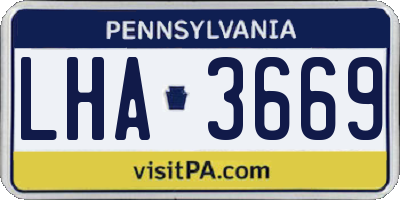 PA license plate LHA3669