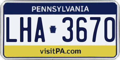 PA license plate LHA3670