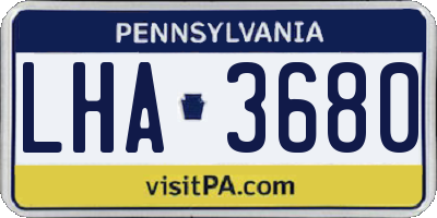 PA license plate LHA3680