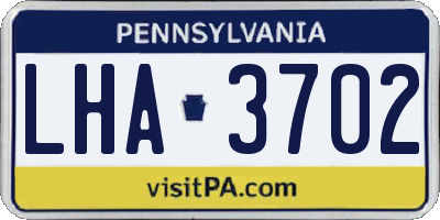 PA license plate LHA3702