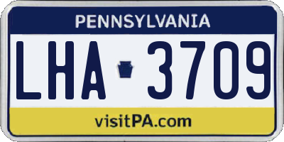 PA license plate LHA3709