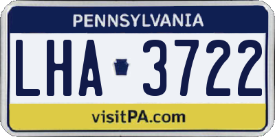 PA license plate LHA3722
