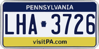 PA license plate LHA3726