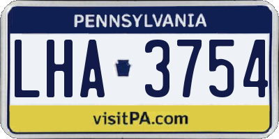 PA license plate LHA3754