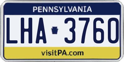 PA license plate LHA3760