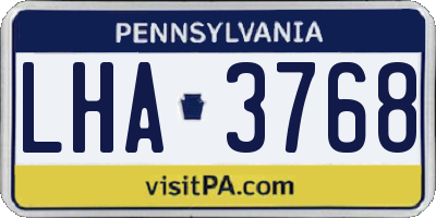 PA license plate LHA3768