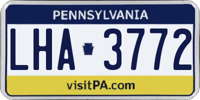 PA license plate LHA3772
