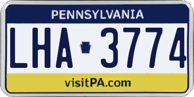 PA license plate LHA3774