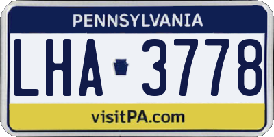 PA license plate LHA3778